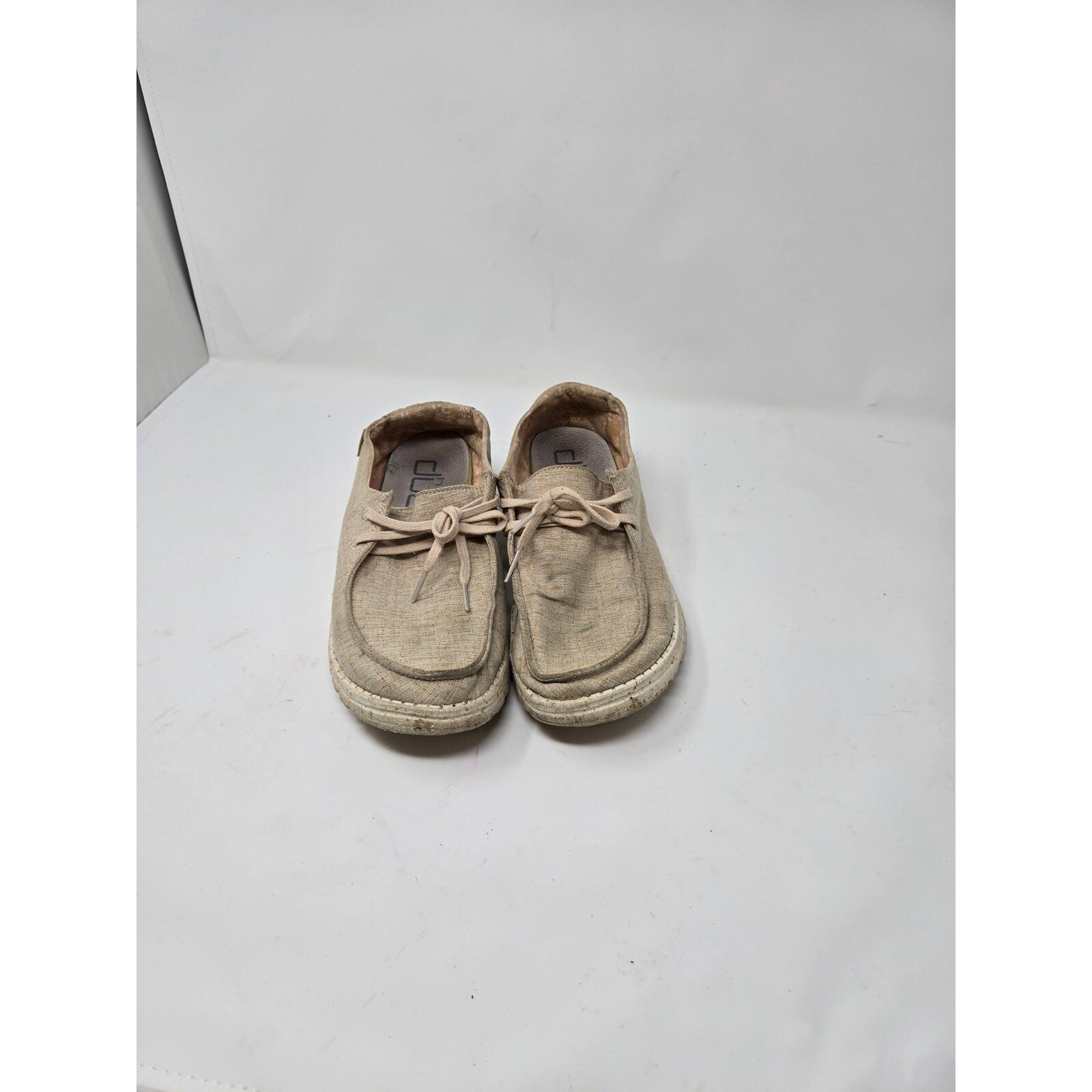HEYDUDE Wendy Chambray White Nut Slip On Loafers Floral Lining Women's Size 9