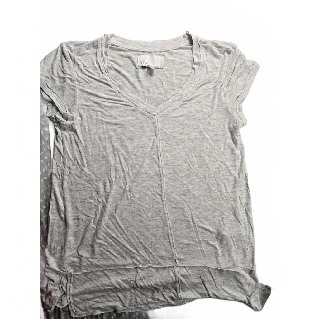 Nordstrom Rack Heather Gray Short Sleeve Knit Top, Size Small, Lightweight and V