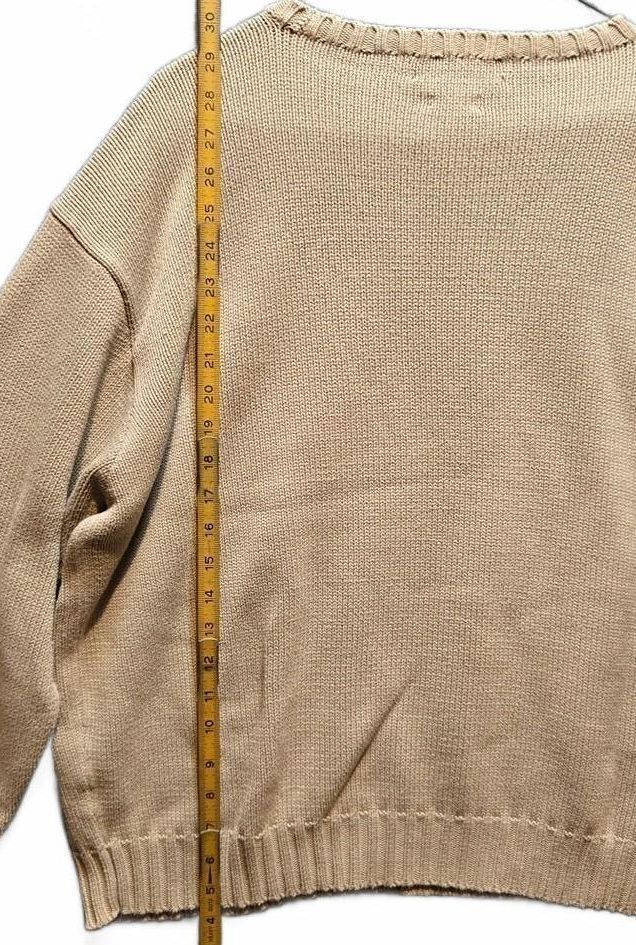 Vintage 90s Polo Ralph Lauren Beige Cotton Crewneck Sweater XL