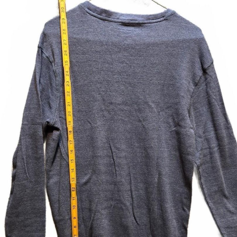 Perry Ellis Portfolio Men's Heather Charcoal Gray Waffle Knit Thermal Henley, M