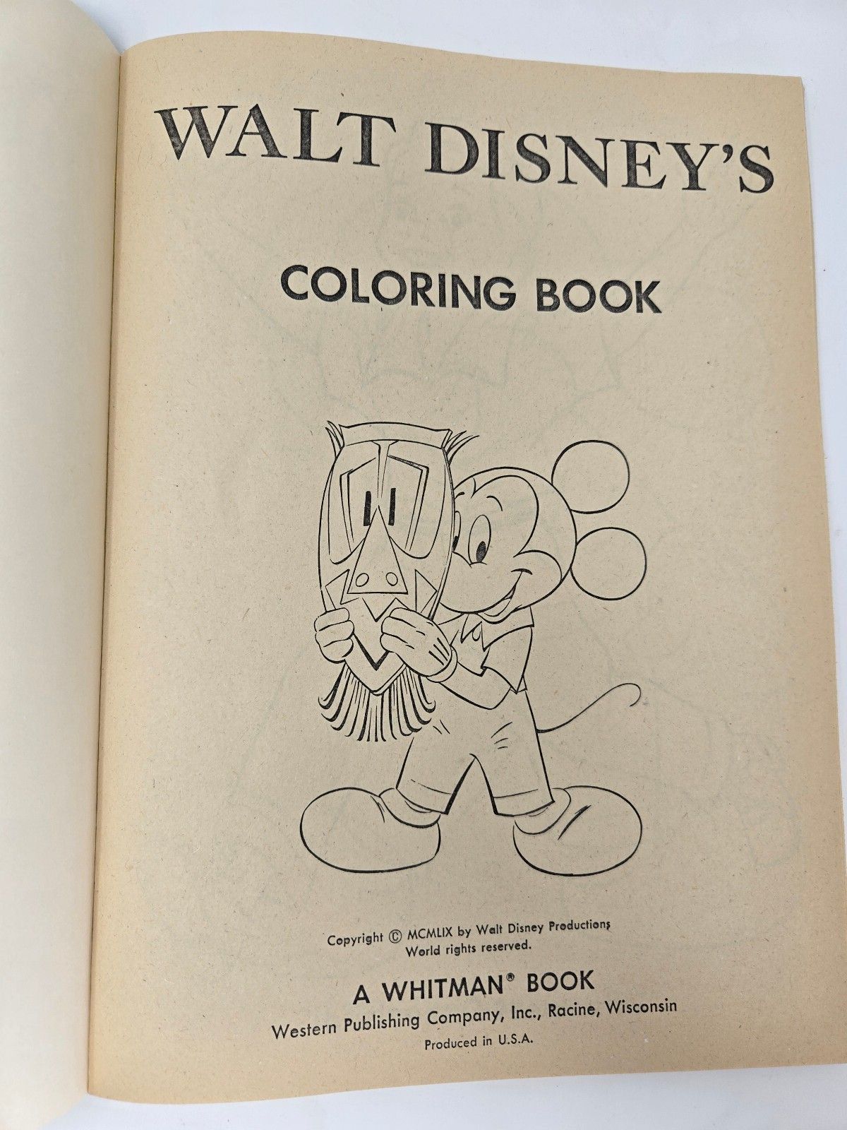 Vintage 1959 Walt Disney's Coloring Book Whitman 1062 Goofy Donald Pluto Unused