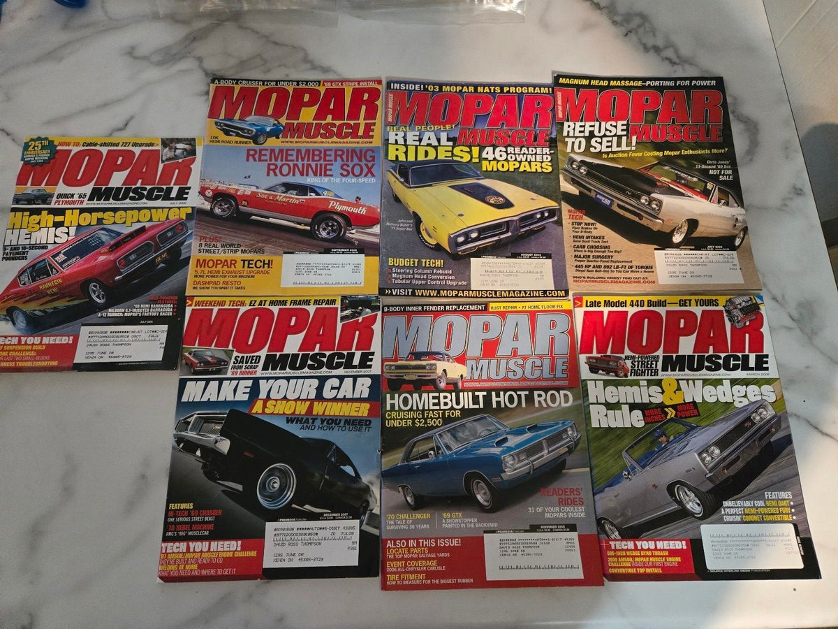 Set of 8 Mopar Muscle Magazines - Classic Car Restoration and Performance