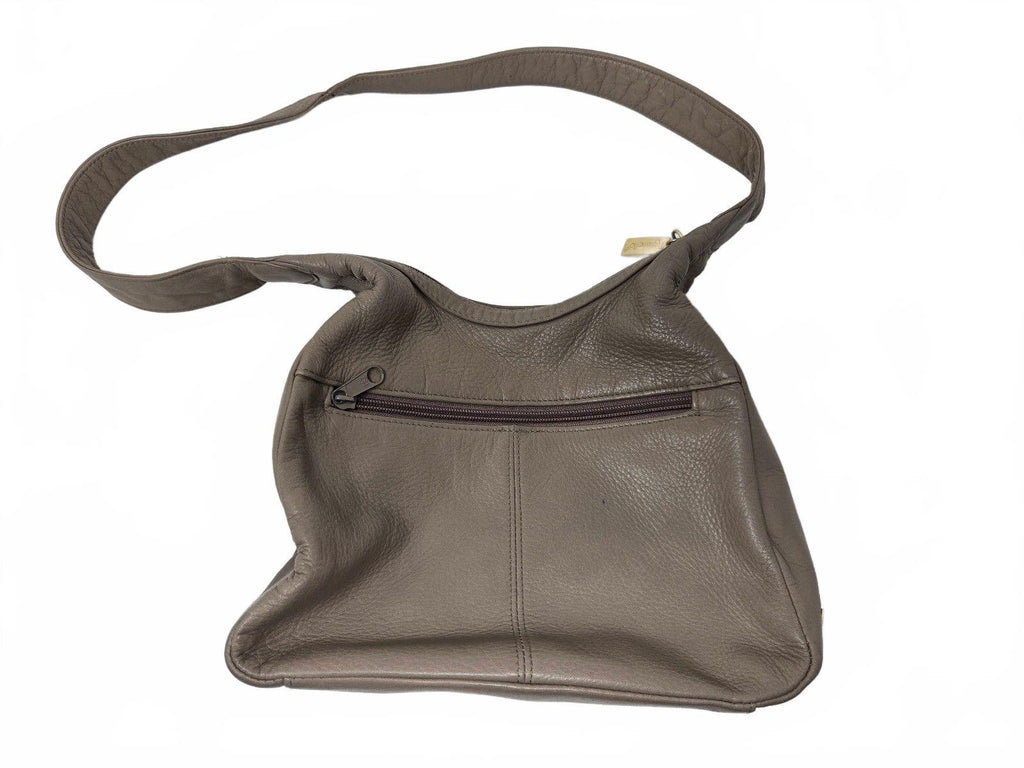 Vintage Tignanello Taupe Gray Slouchy Pebbled Leather Hobo Shoulder Bag
