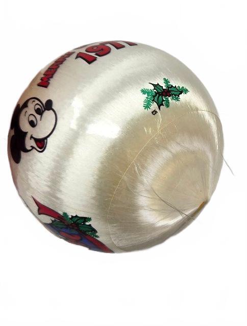 Vintage 1977 Disney Hallmark Satin Ball Christmas Ornament Mickey, Donald, Goofy