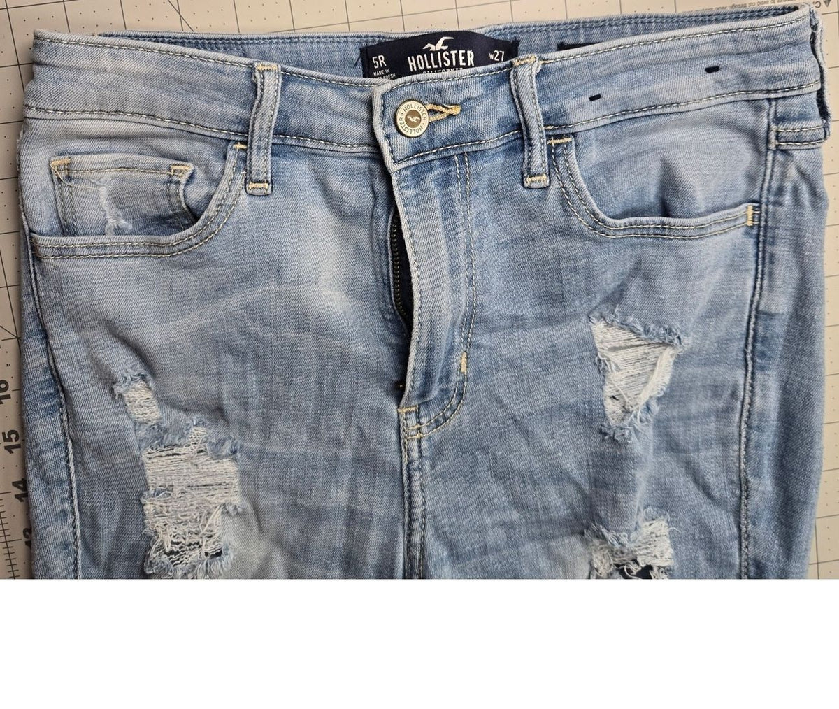 Hollister Women's Light Blue Distressed Skinny Jeans, Size 27, Very Good
