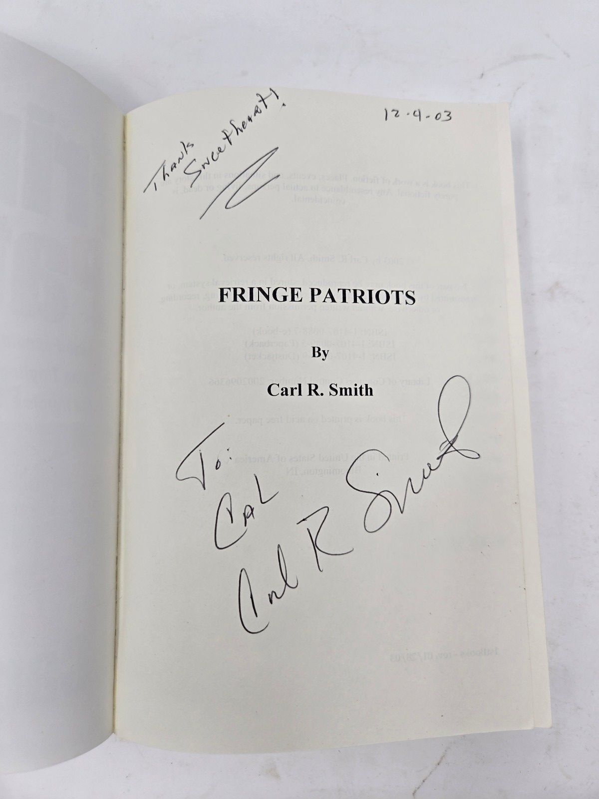 Fringe Patriots by Carl R. Smith Signed Copy
