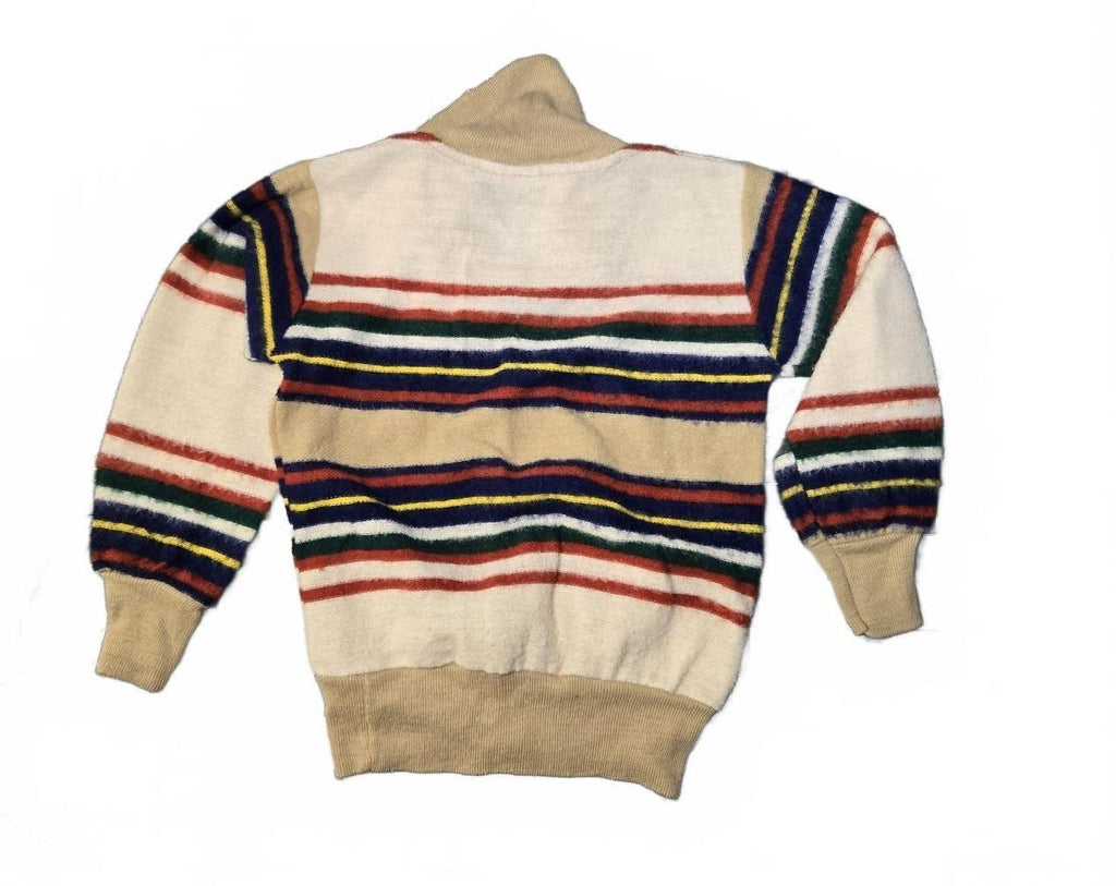 Nice and Neat Kids' Cream and Tan Striped Sweater, Size 4, Soft Knit Unisex Top