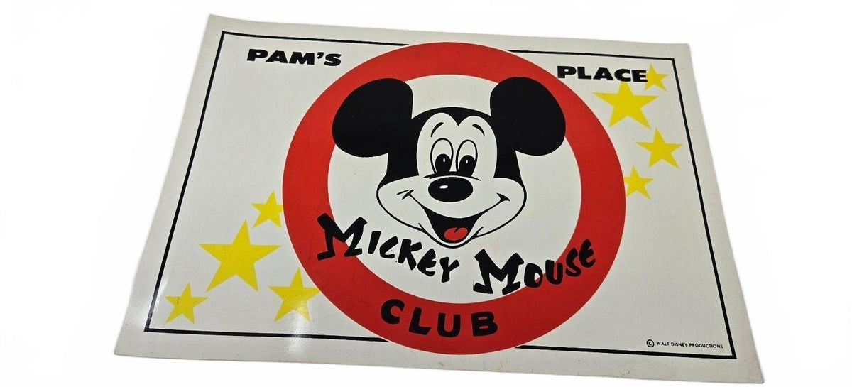 1970s Mickey Mouse Club Vinyl Placemat "Pam's Place" Walt Disney Production