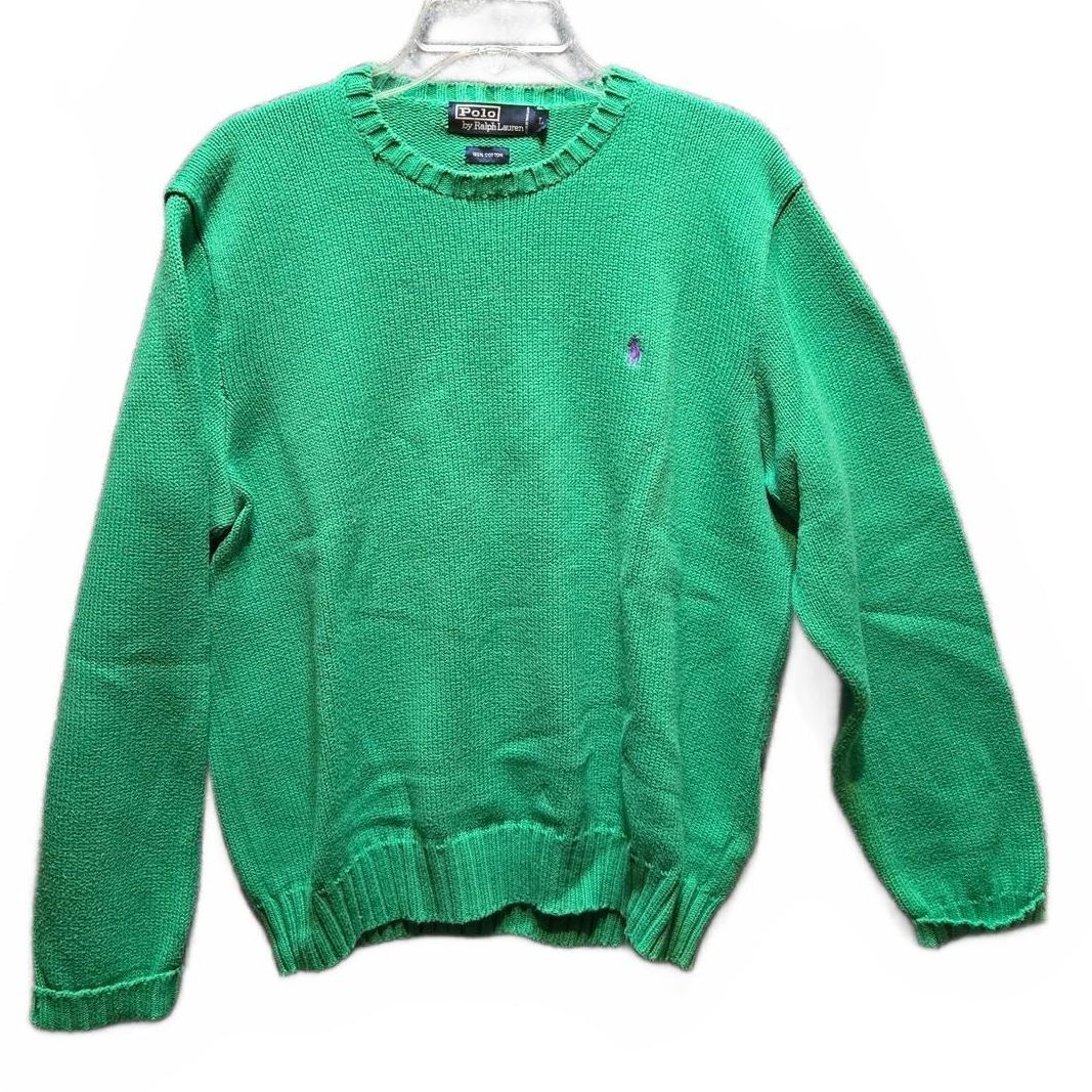 Vintage 90s Polo Ralph Lauren Kelly Green Cotton Crewneck Sweater Large