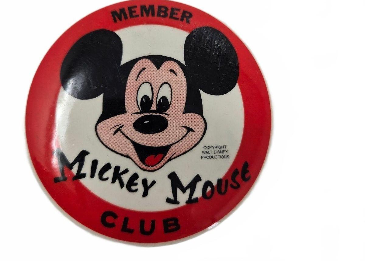 Vintage 1950s Mickey Mouse Club 3.5" Member Pin Button Walt Disney Production