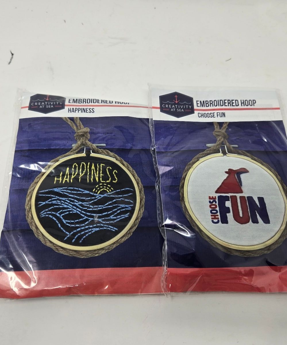 Creativity at Sea Embroidered Hoop Kits - Happiness and Choose Fun