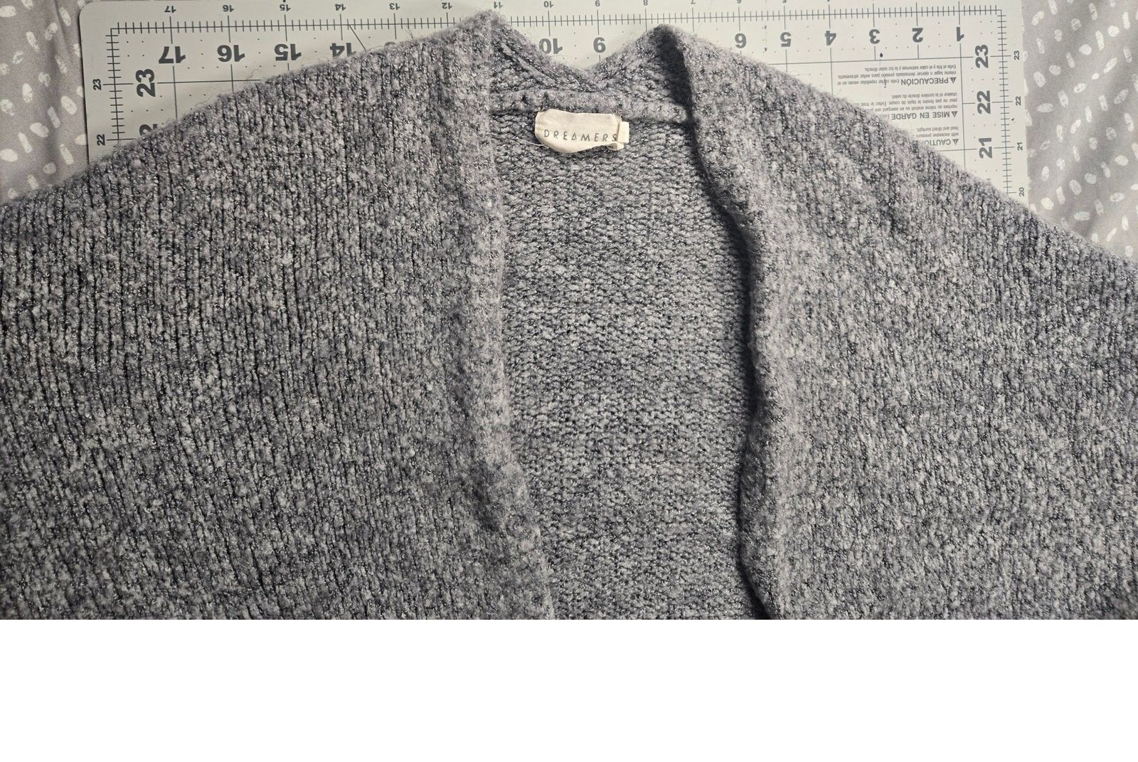 Dreamers Gray Fuzzy  Open Cardigan M/L