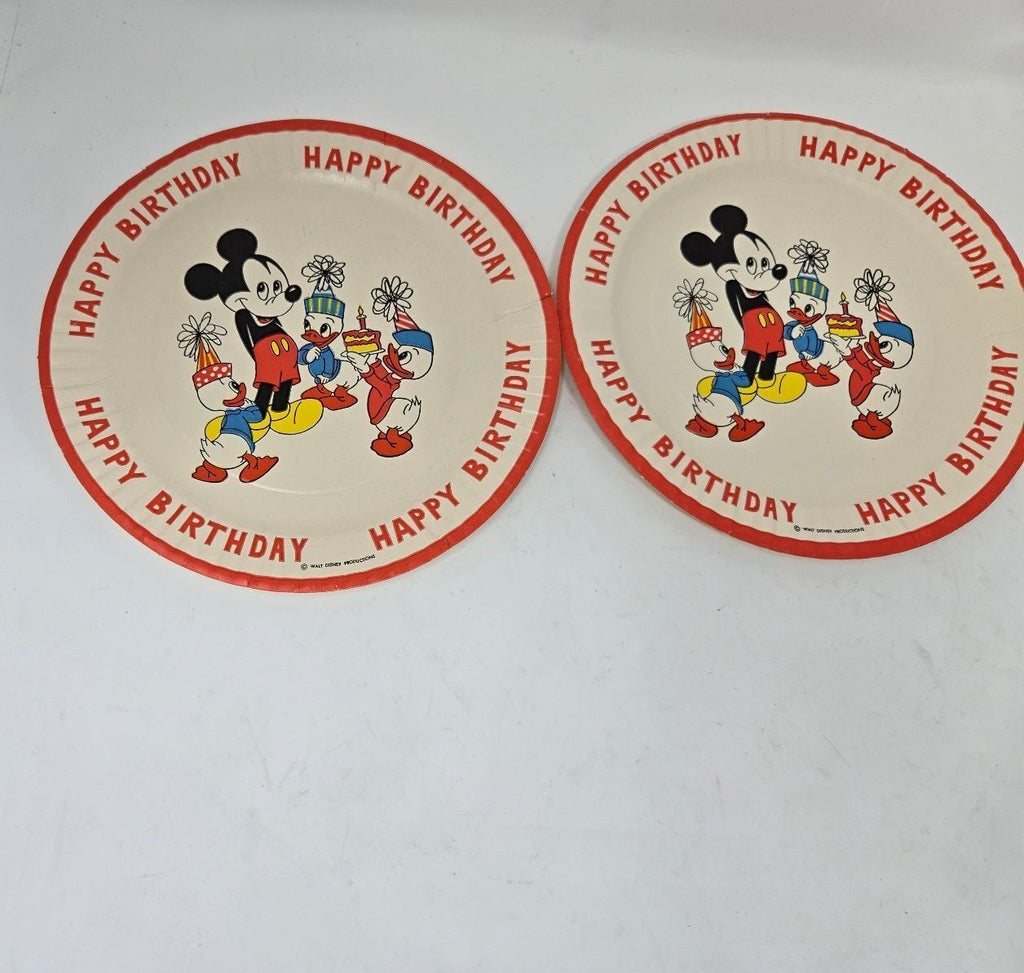 1980s Walt Disney Production Mickey Mouse "Happy Birthday" Paper Plates QTY 2