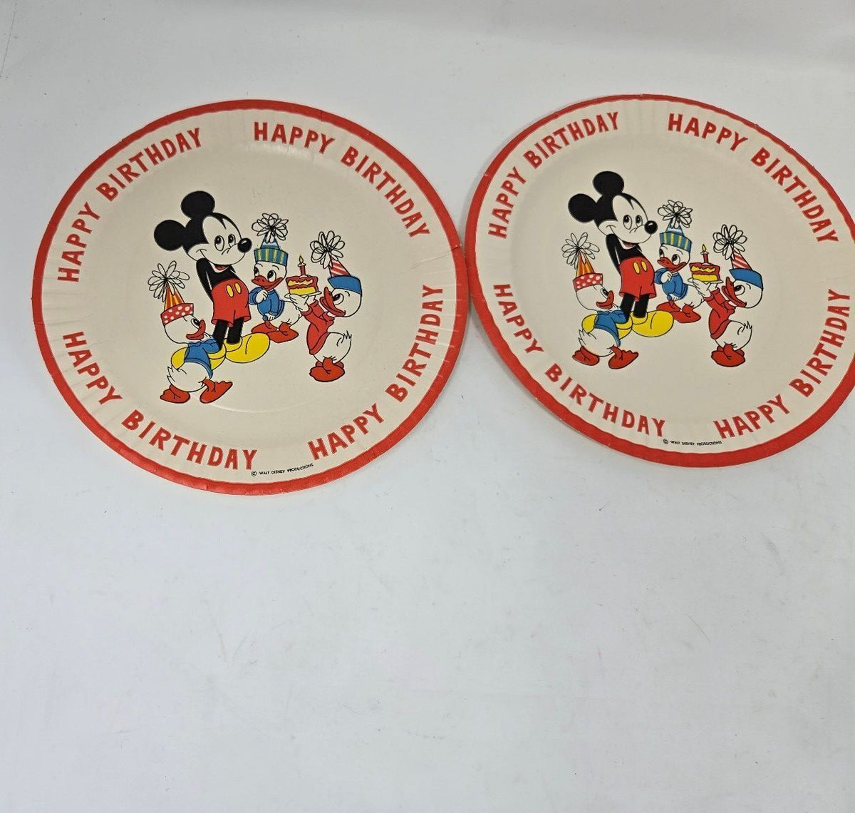 1980s Walt Disney Production Mickey Mouse "Happy Birthday" Paper Plates QTY 2