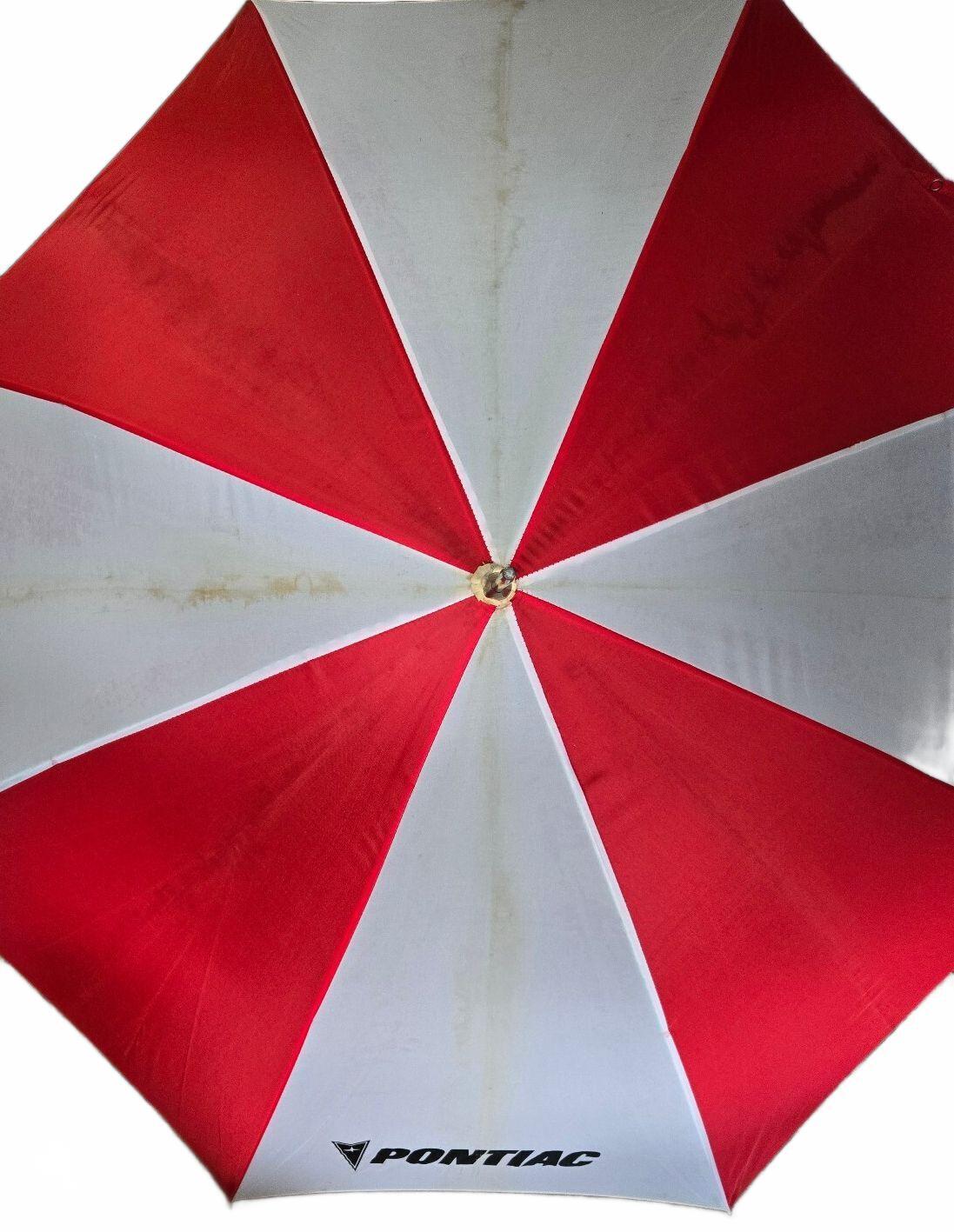 Pontiac red and white umbrella
