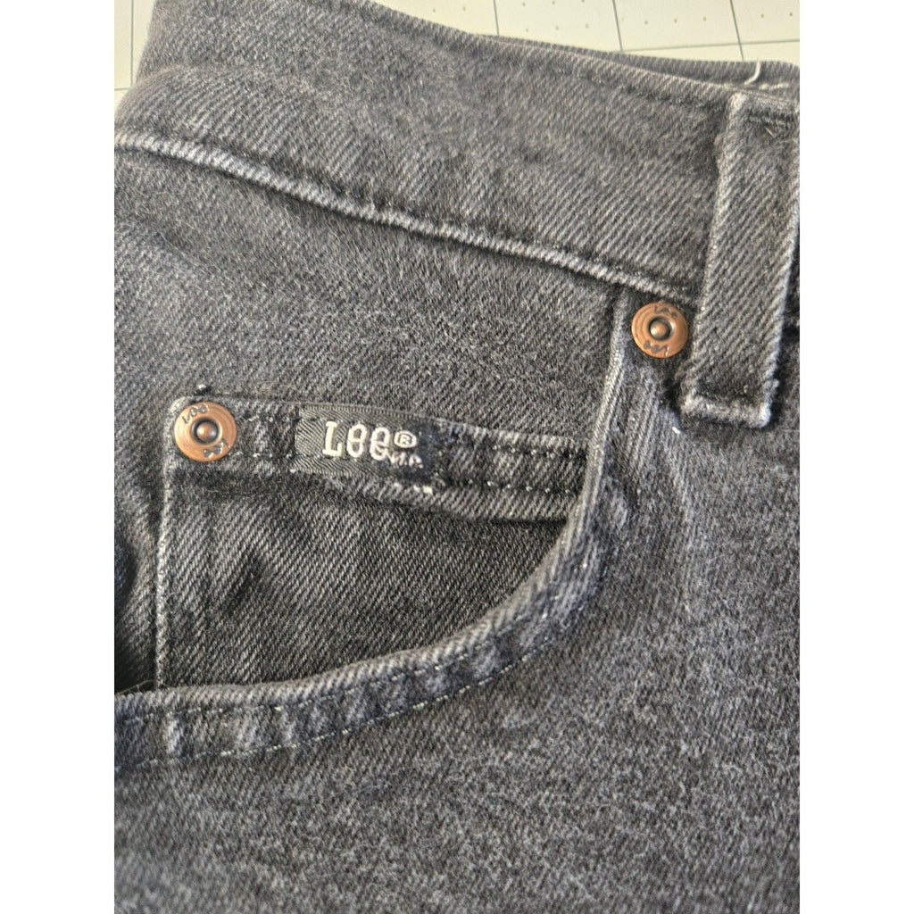 Lee Women's Relaxed Straight Leg Dark Wash Black Denim Jeans - Size Measured, VG