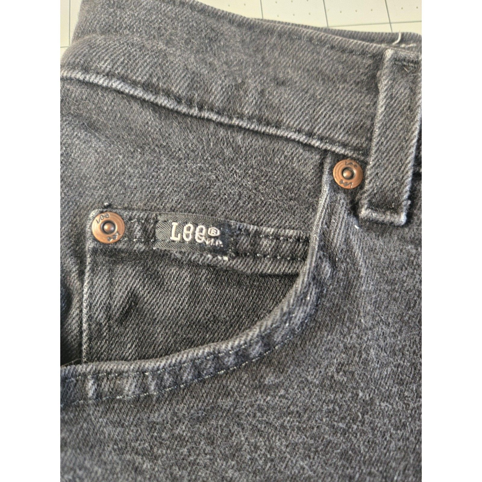 Lee Women's Relaxed Straight Leg Dark Wash Black Denim Jeans - Size Measured, VG