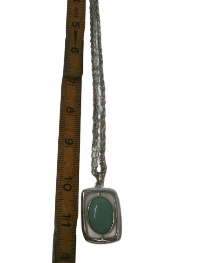 Vintage Mid Century Modernist Pewter Pendant Necklace, Retro MCM Jewelery