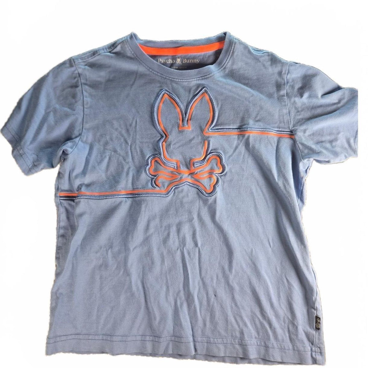Phsycho Bunny KIds Blue Graphic Bunny t-Shirt Crew Neck Size 10-12 Short Sleeve