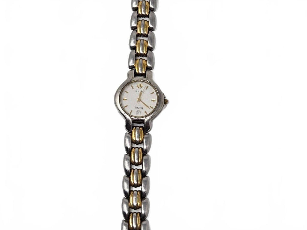 Vintage Pulsar Two-Tone Stainless Steel Women's Dress Watch with White Dial
