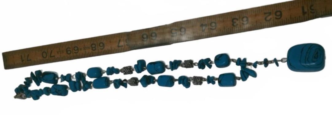Chunky Turquoise resign Block Statement Necklace, BoHo Geometric Slab Beaded