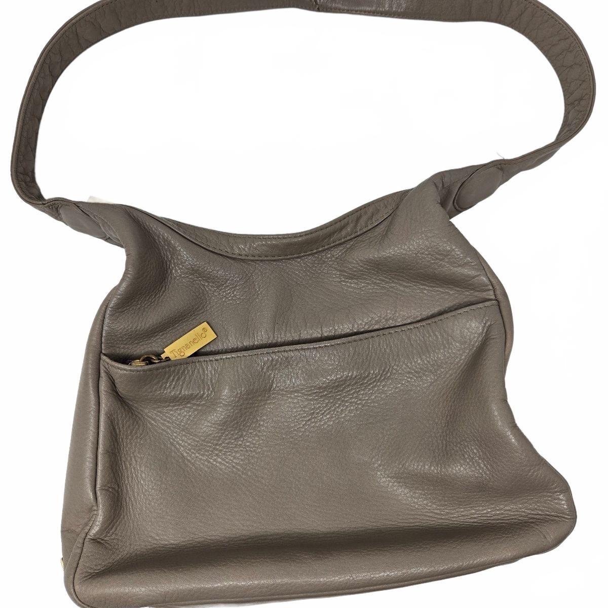 Vintage Tignanello Taupe Gray Slouchy Pebbled Leather Hobo Shoulder Bag