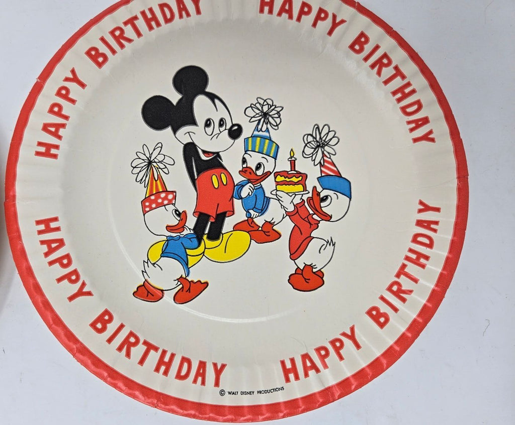1980s Walt Disney Production Mickey Mouse "Happy Birthday" Paper Plates QTY 2