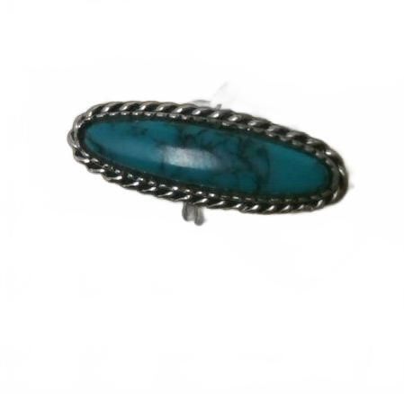 Vintage Southwestern Oval Turquoise Statement Ring, Teal Cabochon Statement Ring