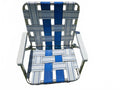 Vintage Aluminum Webbed Lawn Chair Folding Blue White Sunbeam PSU
