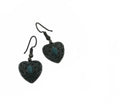 Vintage Silver Filigree Heart Earrings, Faux Turquoise Cabochon Boho Dangle