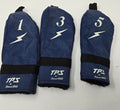 TPS PowerBilt Golf Club Headcovers Set of 3 (1, 3, 5) Navy Blue with Lightning