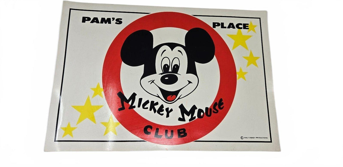 1970s Mickey Mouse Club Vinyl Placemat "Pam's Place" Walt Disney Production
