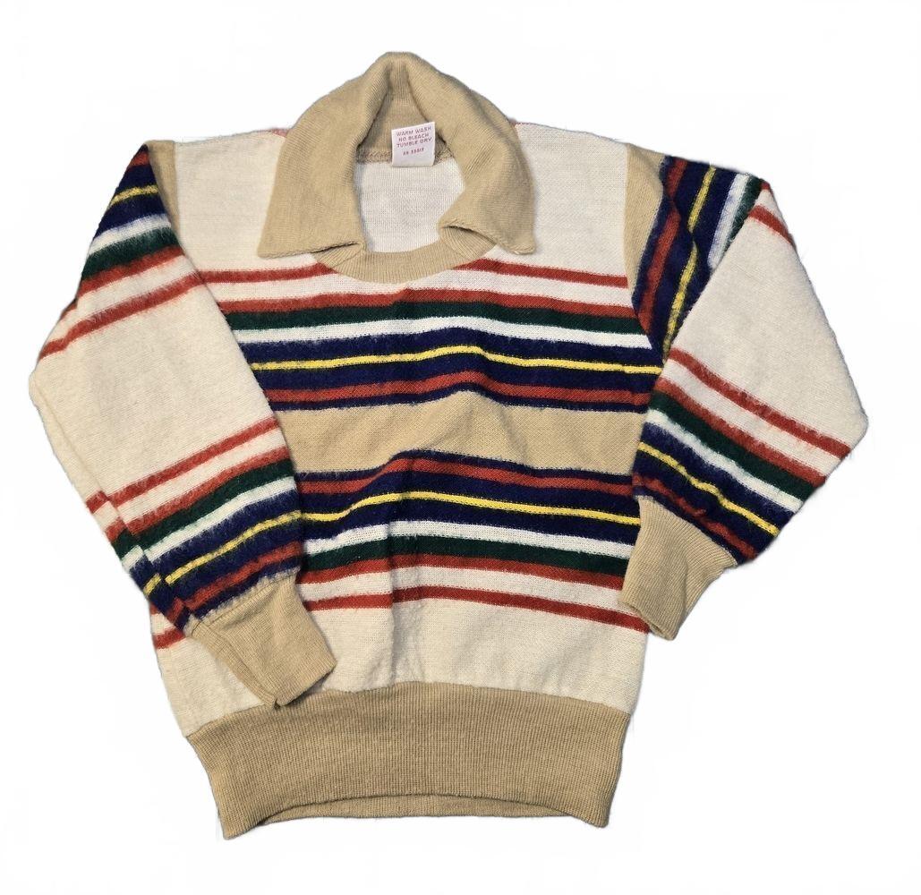 Nice and Neat Kids' Cream and Tan Striped Sweater, Size 4, Soft Knit Unisex Top