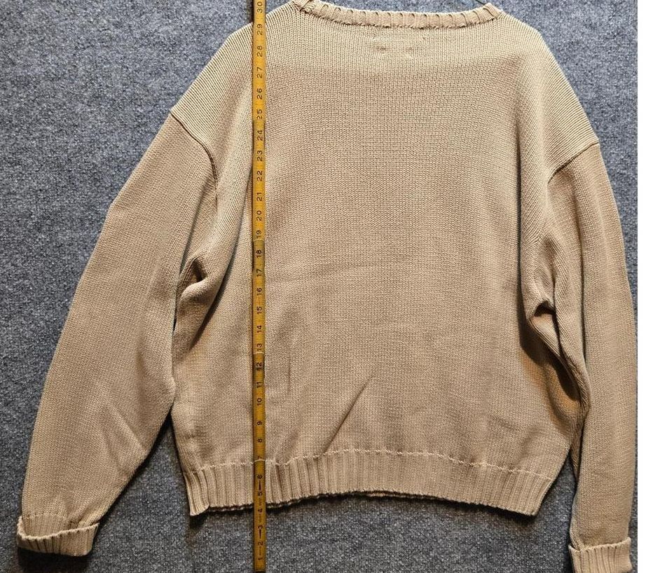 Vintage Polo Ralph Lauren Men's XL Beige Cotton Sweater