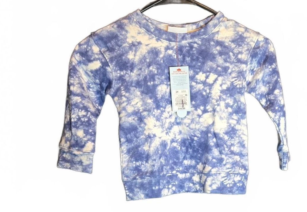 Cat & Jack Toddler Blue Tie-Dye Sweatshirt, Size 2T, New With Tags