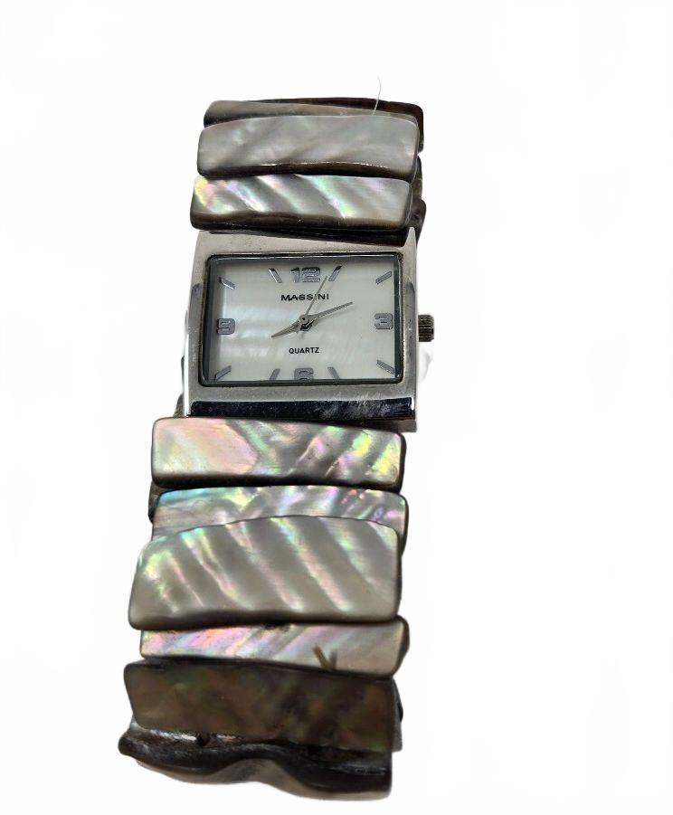 Vintage Massini Quartz Watch – Square Silver Case, White Dial,