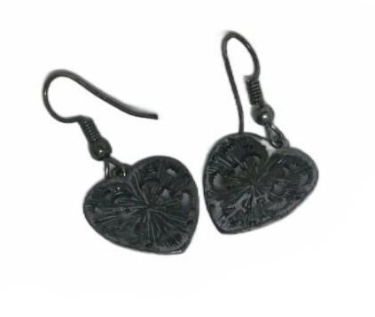 Vintage Silver Filigree Heart Earrings, Faux Turquoise Cabochon Boho Dangle
