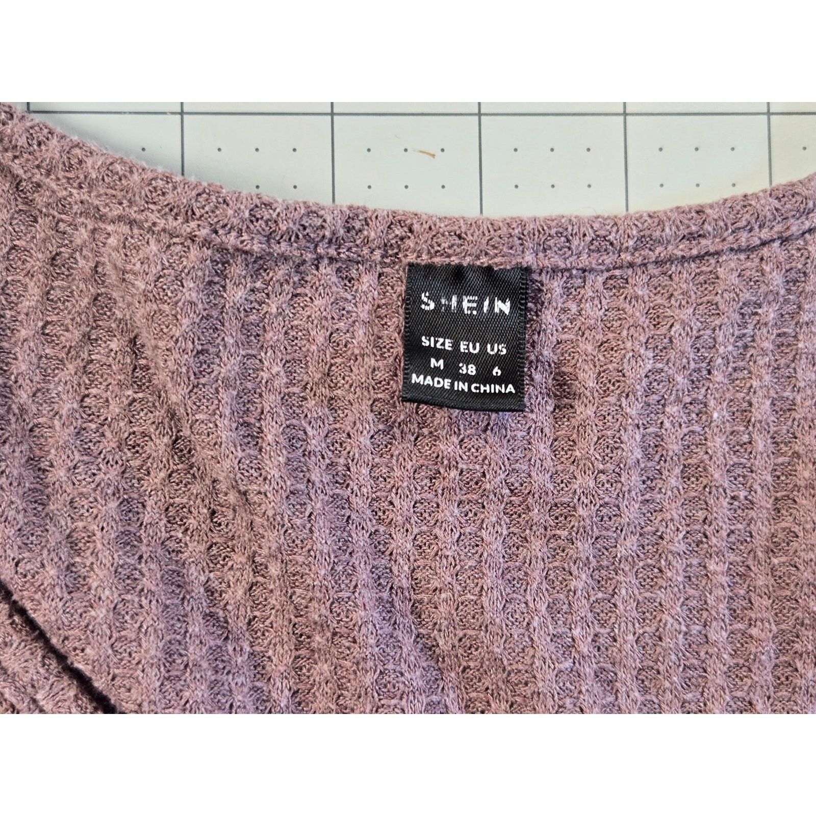 SHEIN Maroon Long Sleeve Cropped Knit Top Size M