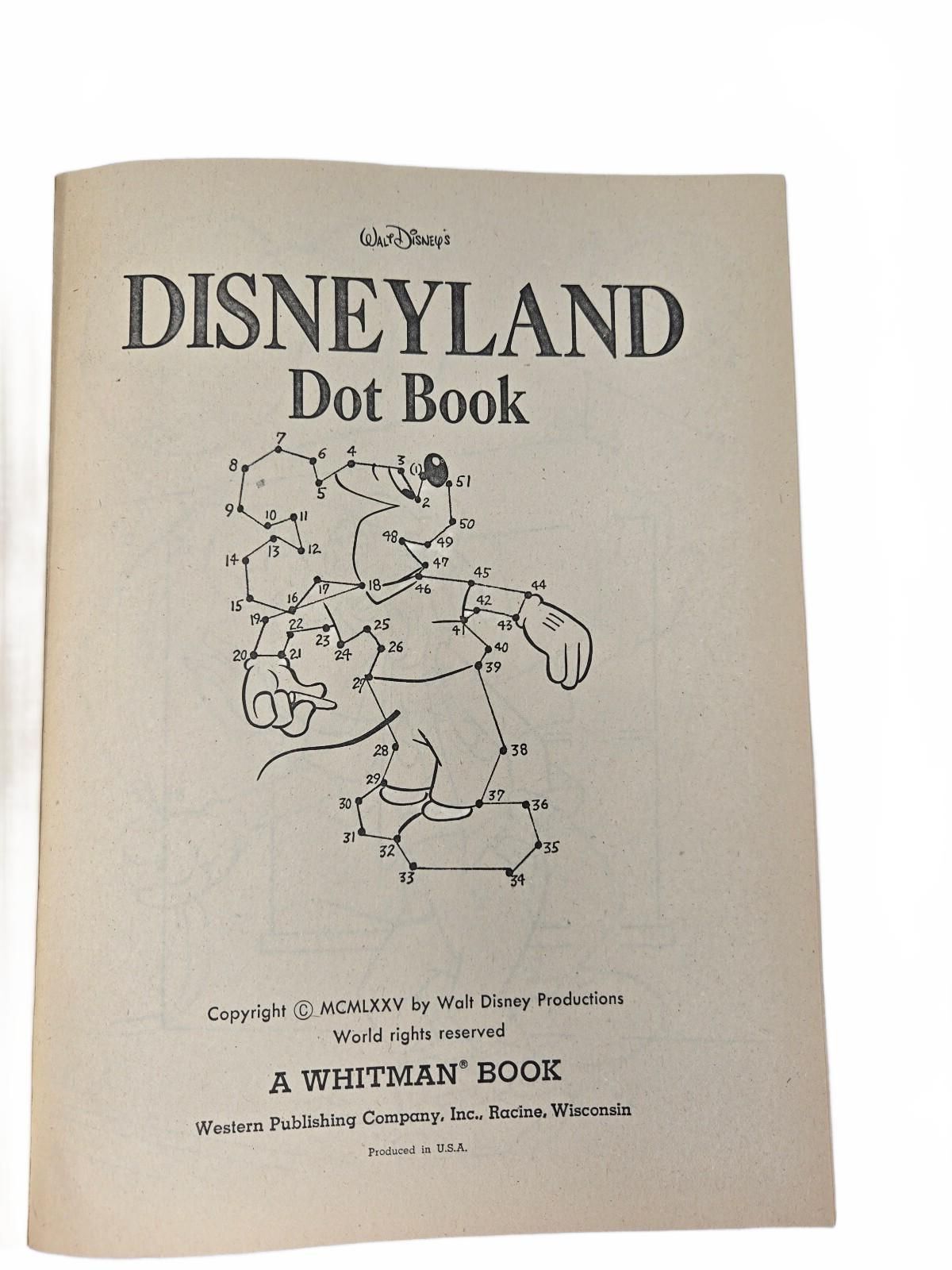 1975 Walt Disney's Disneyland Dot Book NOS