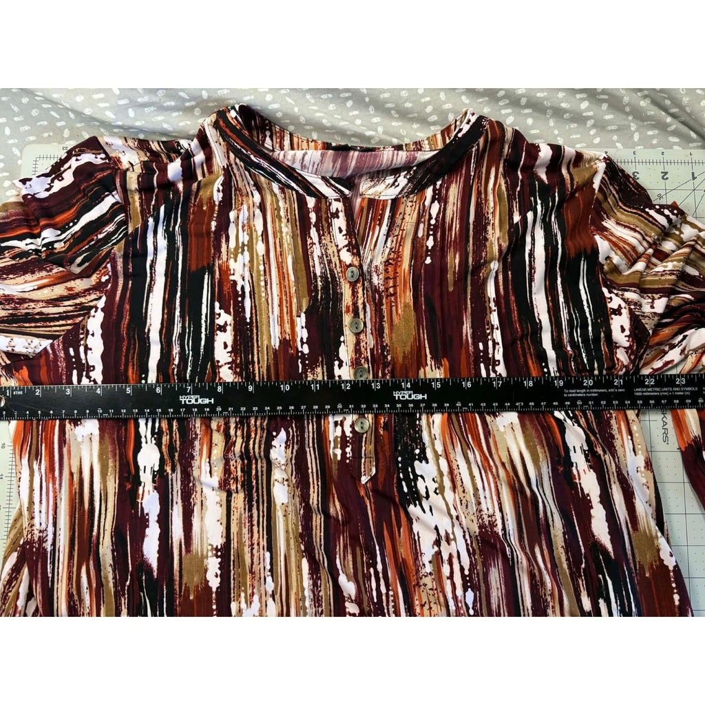 N Touch Women Size PL Brown Black Bohemian Top Swing Shirt Blouse Cami Tank