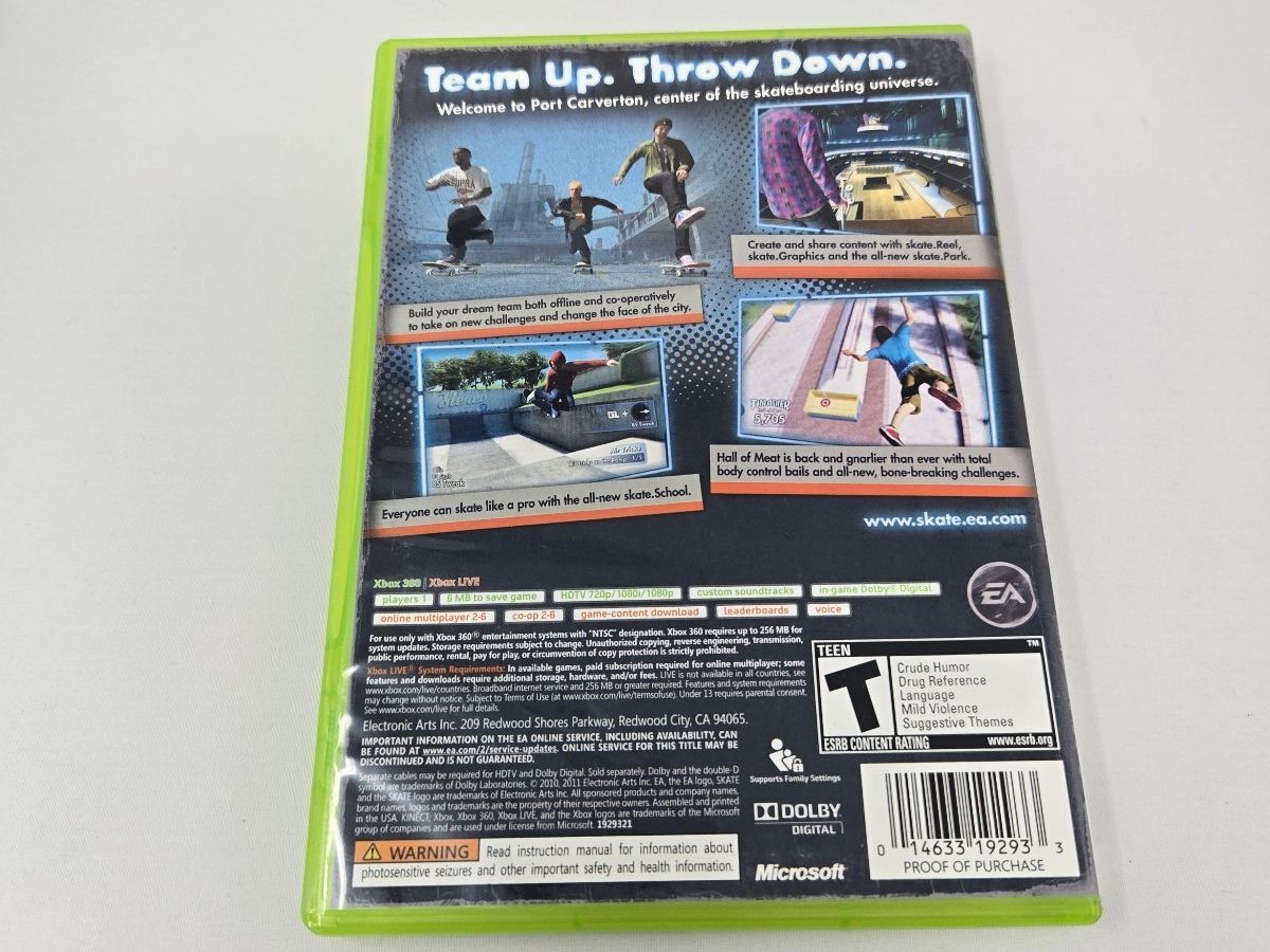Skate 3 (Xbox 360) Platinum Hits Edition CIB - Tested & Working