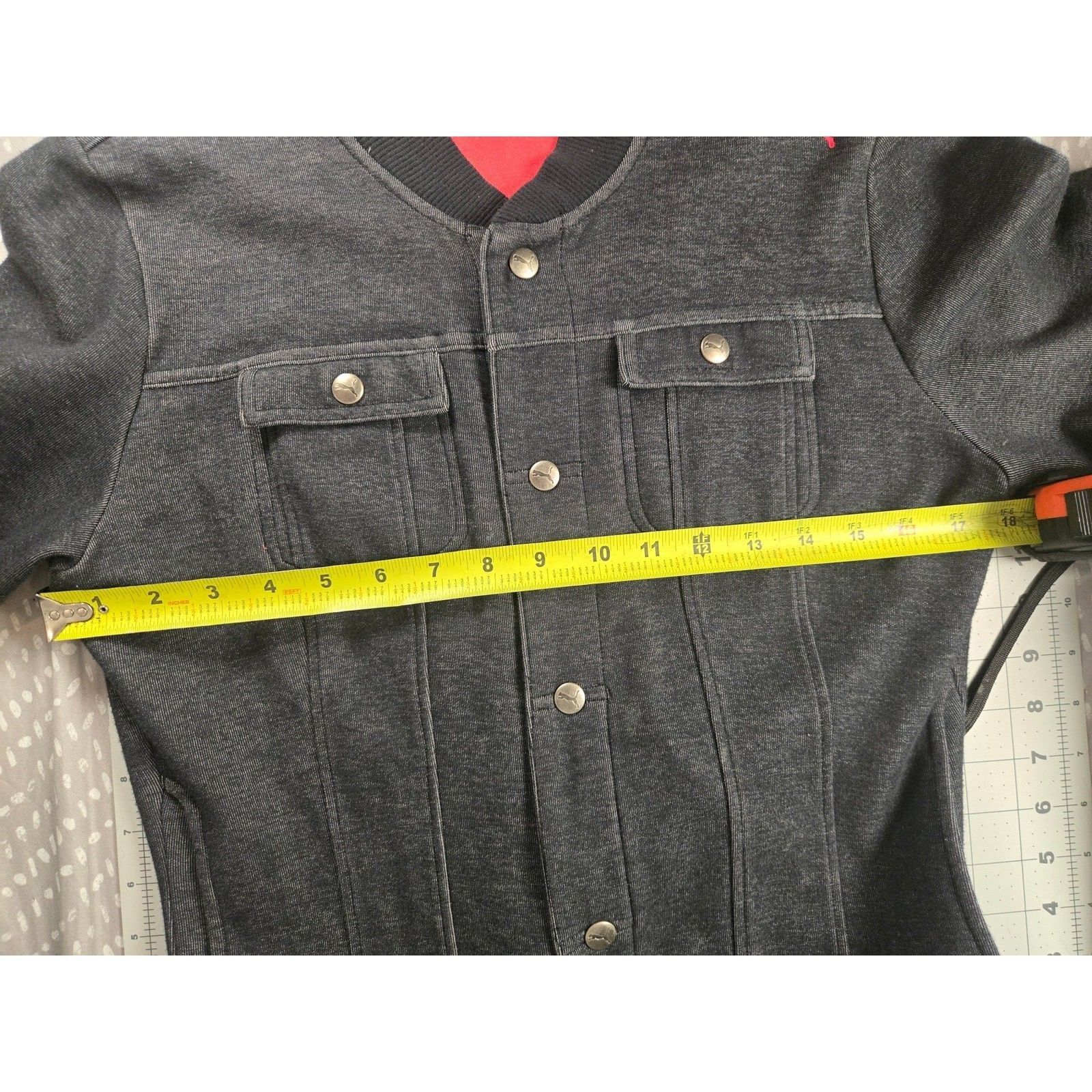 Puma Women's Large Gray Softshell Button-Front Jacket, Very Good Condition