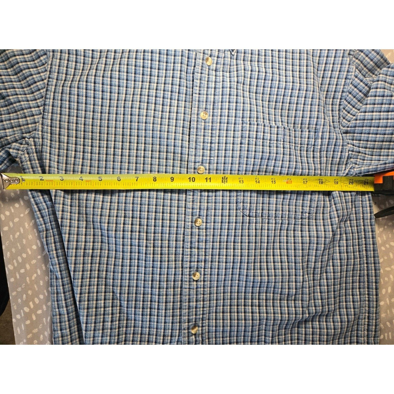 Trader Bay Men's Medium Blue Plaid Long Sleeve Button-Down Shirt 100% Cotton