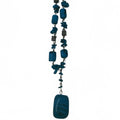 Chunky Turquoise resign Block Statement Necklace, BoHo Geometric Slab Beaded