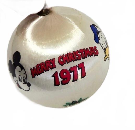 Vintage 1977 Disney Hallmark Satin Ball Christmas Ornament Mickey, Donald, Goofy