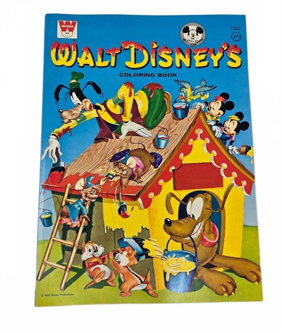 Vintage 1959 Walt Disney's Coloring Book Whitman 1062 Goofy Donald Pluto Unused