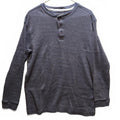 Perry Ellis Portfolio Men's Heather Charcoal Gray Waffle Knit Thermal Henley, M