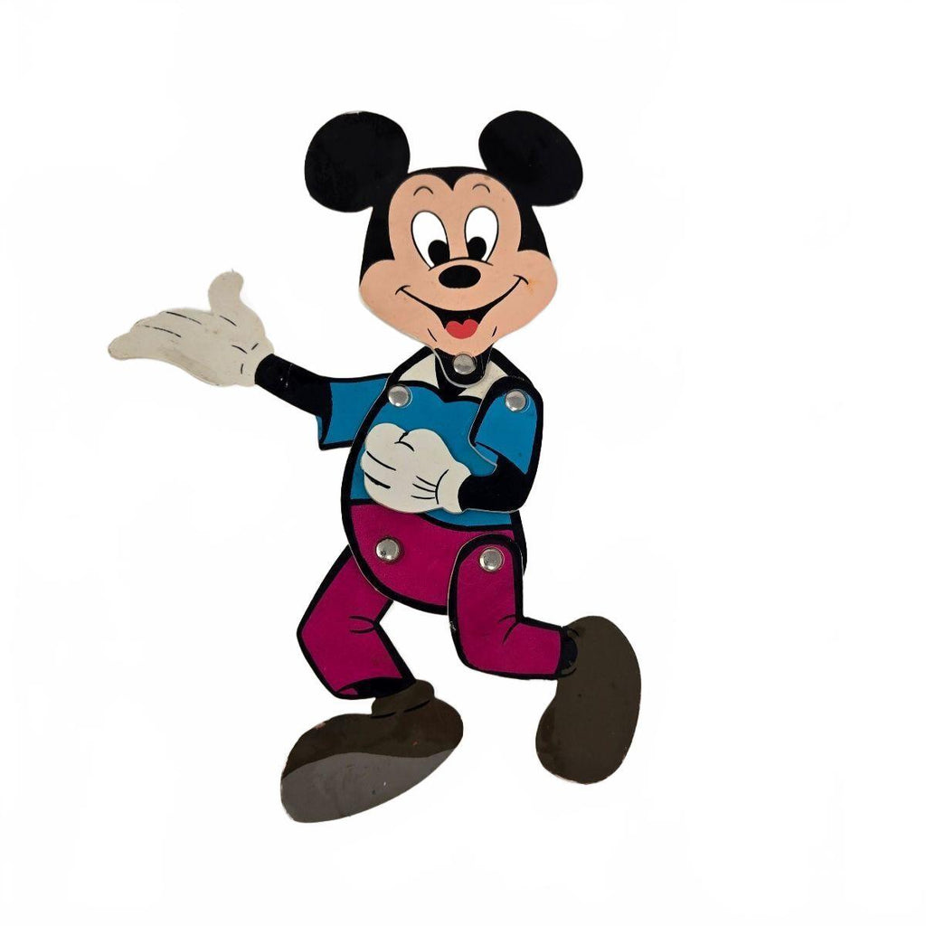 1970s/1980's Articulated Jointed Mickey Mouse Flat Platic Pocket Puppet/Toy 1501
